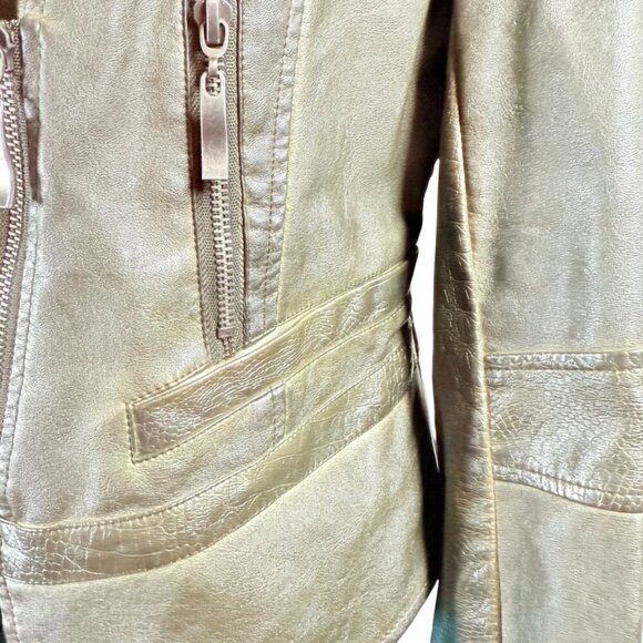 The Fillmore Olive Gray Vegan Leather Moto Jacket - Women’s Medium - Picture 7 of 12